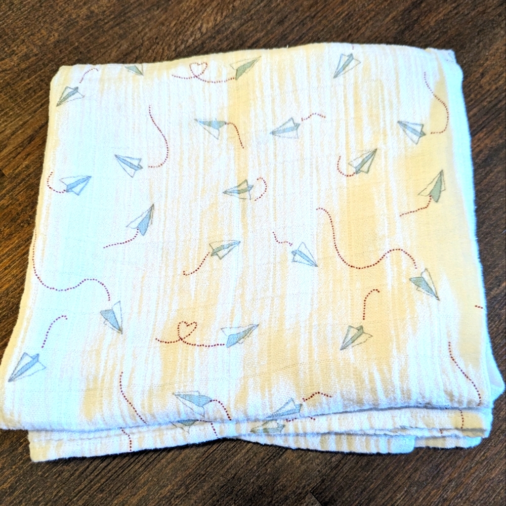 Love hearts and paper airplanes swaddle Paperman